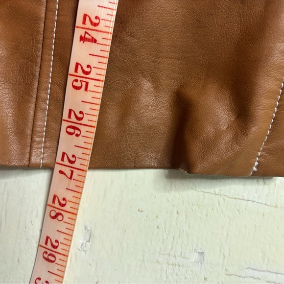 Chico's Faux Leather Tan Brown Zip Up Jacket Blazer Size 3/ XL Moto - Picture 5 of 10